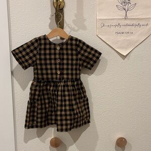 Little Cottonwood Plaid Girls Dress - Black and Tan